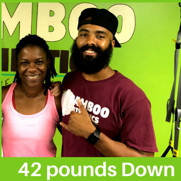 Happy weightloss client with Coach